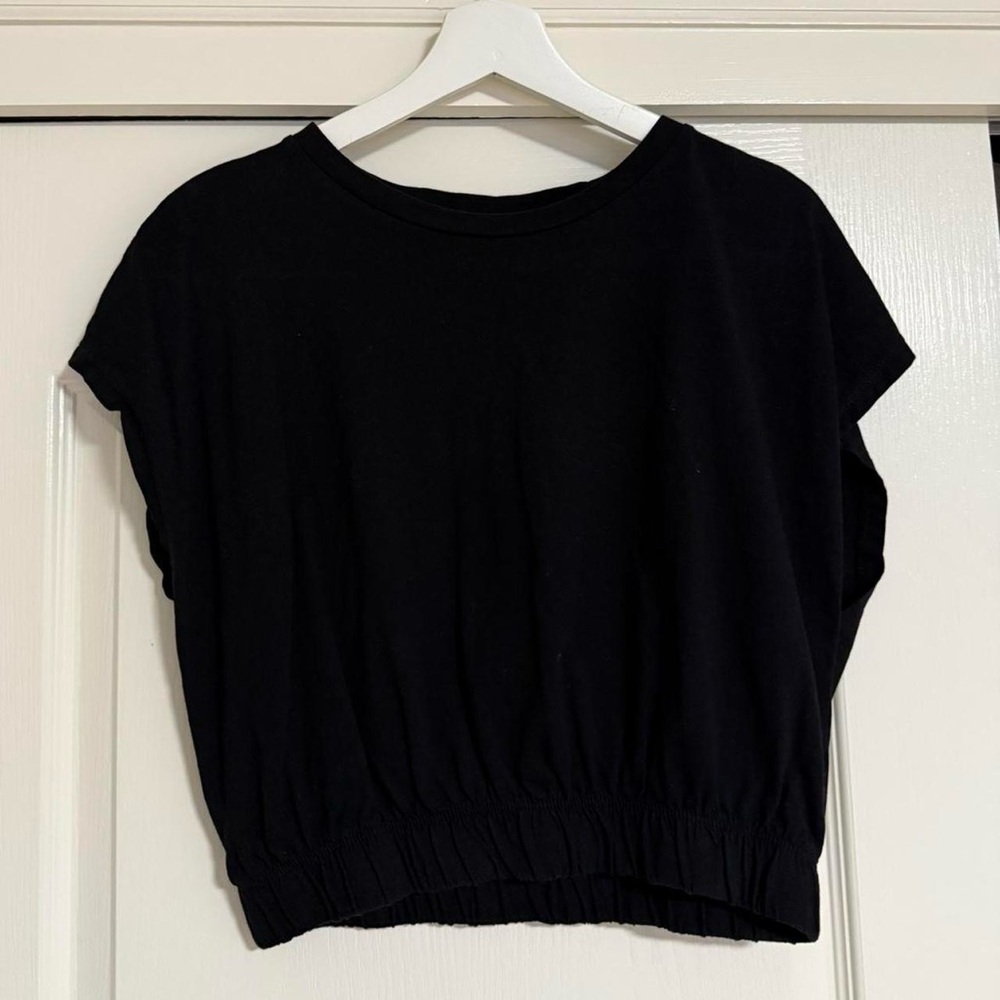 Zara Black Elastic Hem Tee